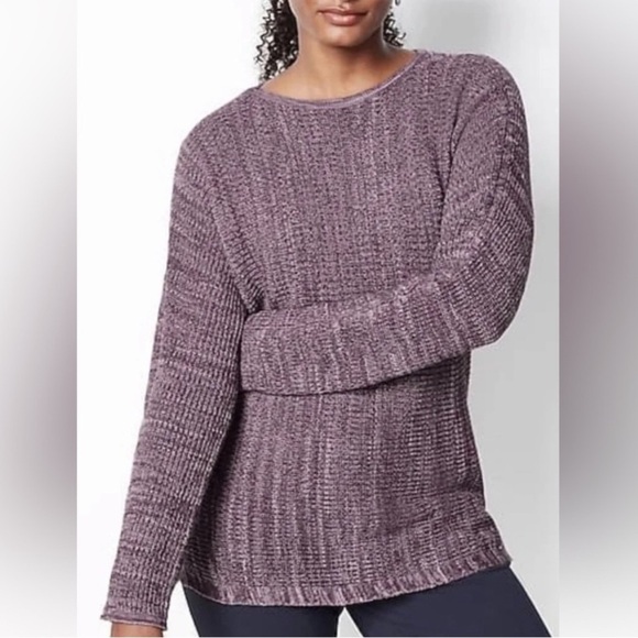 Pure Jill by J. Jill Sweater Women's Medium Purple Marled Knit Pullover Textured - Picture 1 of 10
